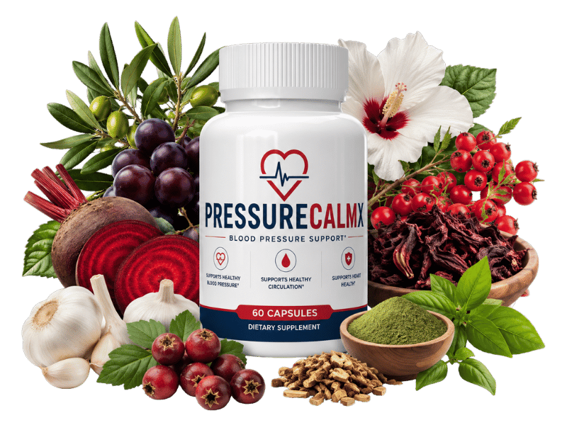 PressureCalmX bottle with botanical ingredients